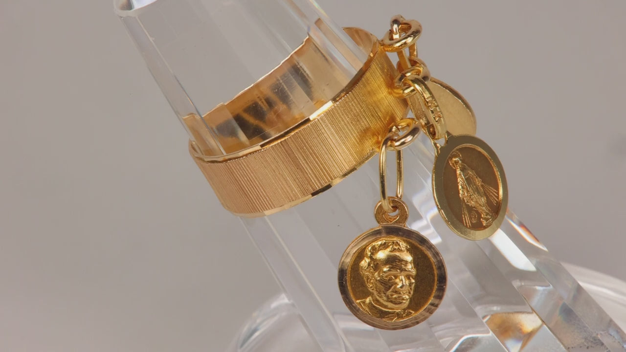 18K Yellow Gold Religious Medallion Ring