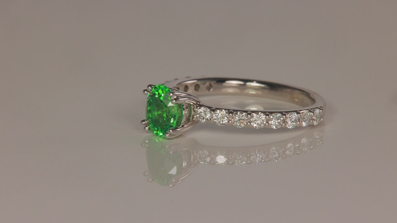 Platinum Tsavorite Garnet and Diamond Ring 1.00 Carats