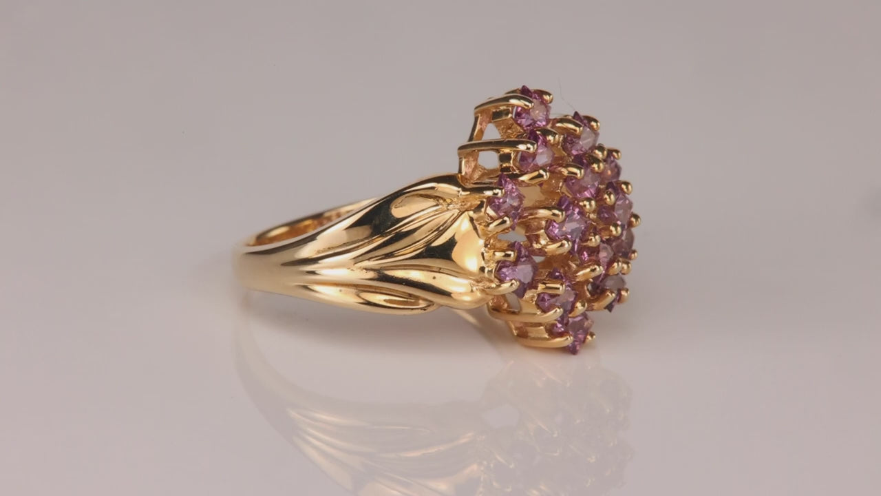 10K Yellow Gold Synthetic Spinel Cluster Ring 1.40cts