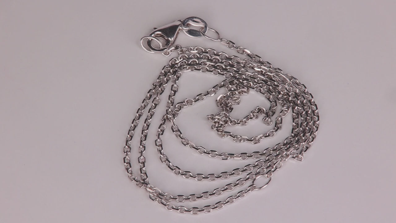 14K White Gold Cable Link Chain 18" With Extender