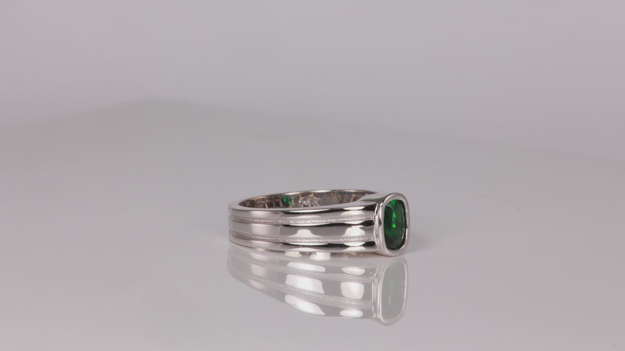 14K White Gold Chrome Tourmaline Gent's Ring 1.19 Carats