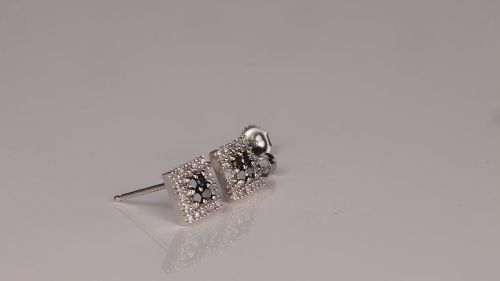 14K White Gold Black Diamond Earrings