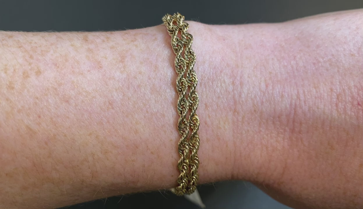 14K Yellow Gold Two Strand Rope Bracelet