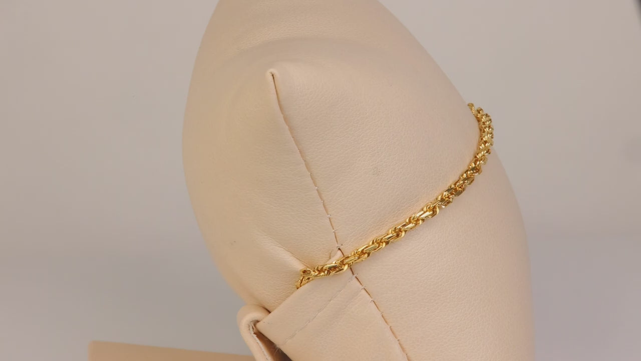 14K Yellow Gold Rope Link Bracelet/Anklet 8.5"