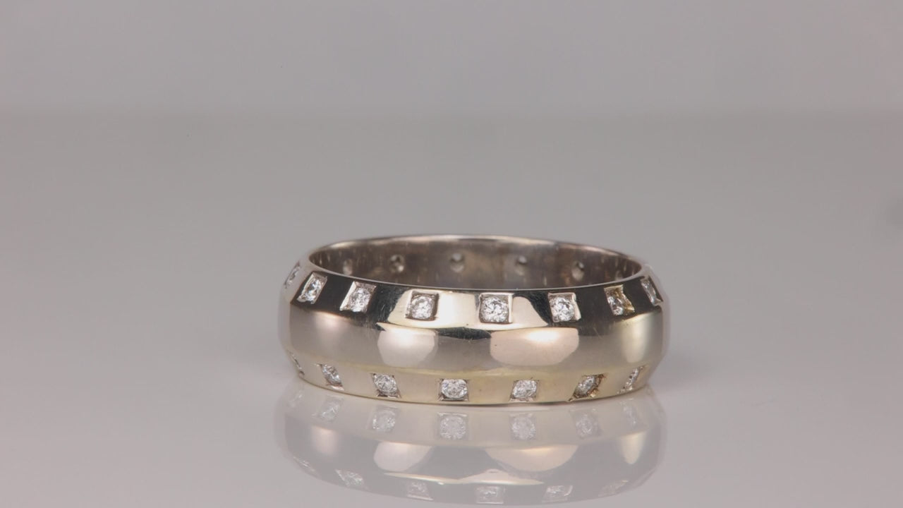 14K White Gold Bezel Set Diamond Band .45cts