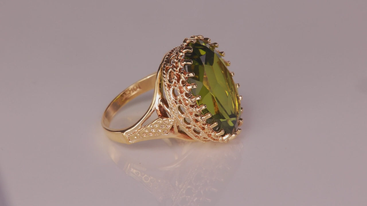 10K Yellow Gold Synthetic Spinel Cocktail Ring