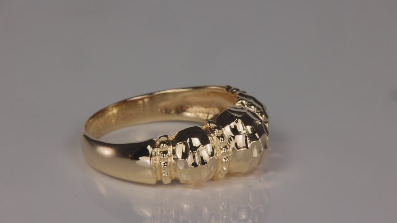 14K Yellow Gold Bead and Ball Ring