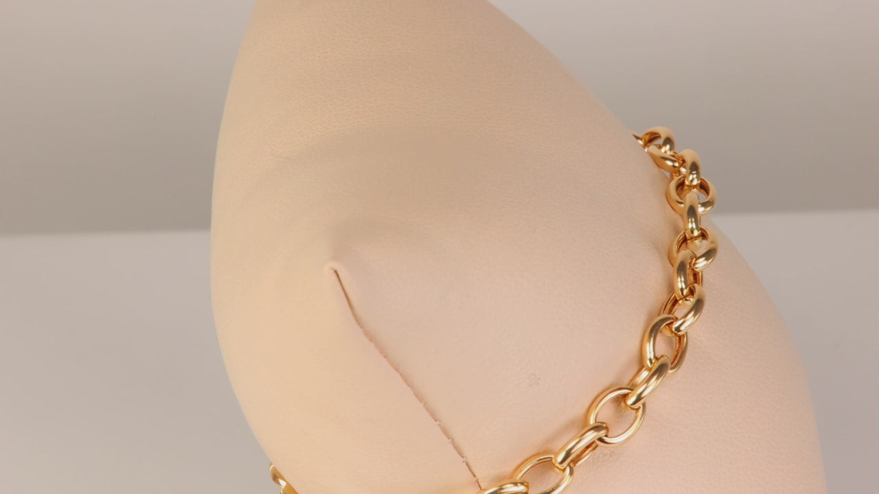 14K Yellow Gold Cable Link Bracelet 7"