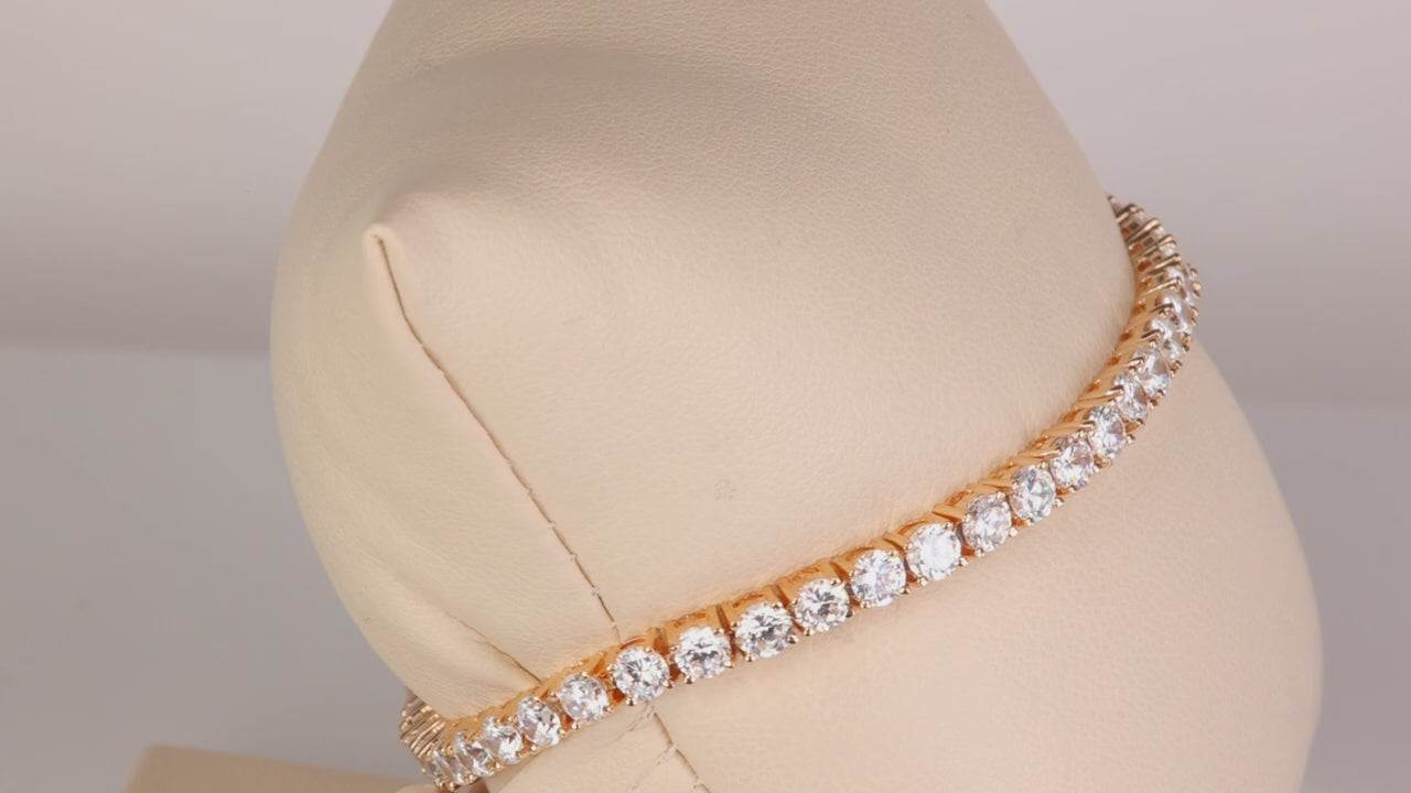 14K Yellow Gold Cubic Zirconia Tennis Bracelet 7"