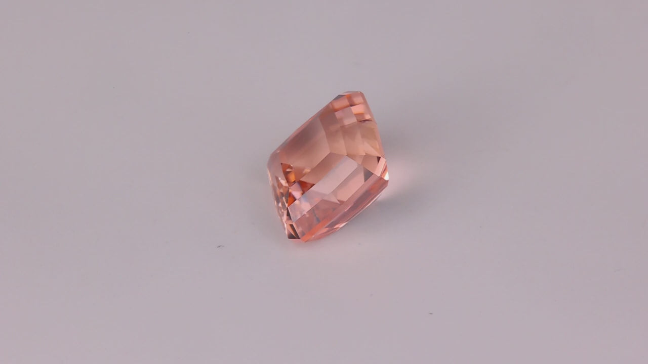 Split Facet Stepped Square Cut Peach Tourmaline 4.16cts