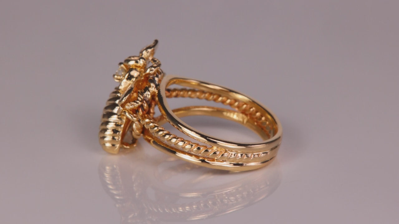 14K Yellow Gold Diamond Bee Ring