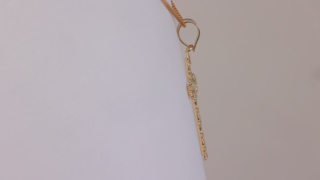 14K Yellow Gold Filigree Cross Pendant