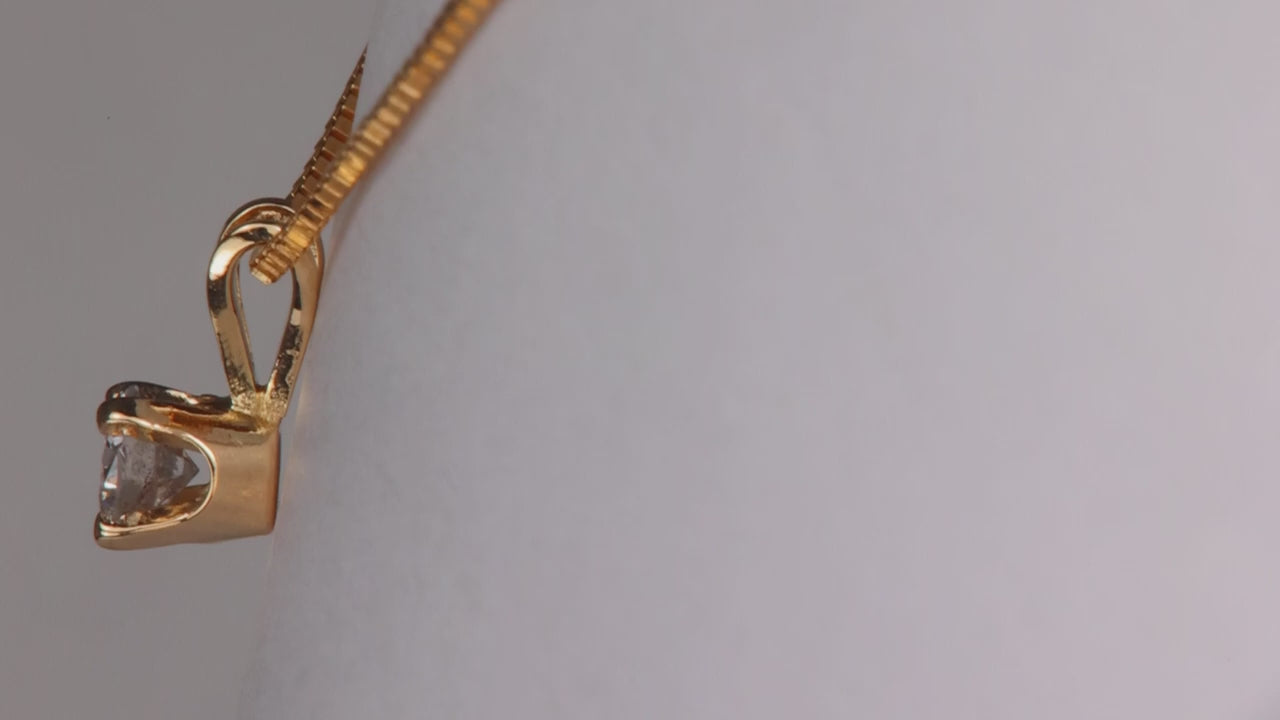 14K Yellow Gold Diamond Solitaire Pendant
