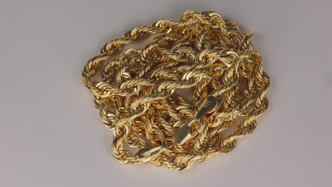 14K Yellow Gold Rope Chain 28"