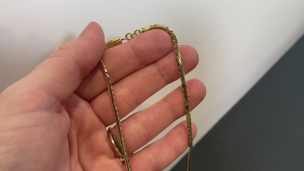 18K Yellow Gold Snake Style Chain Necklace 21"