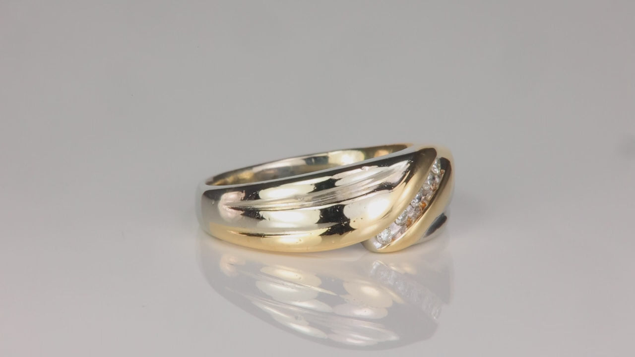 14K White and Yellow Gold Fine Diamond Band .10cts
