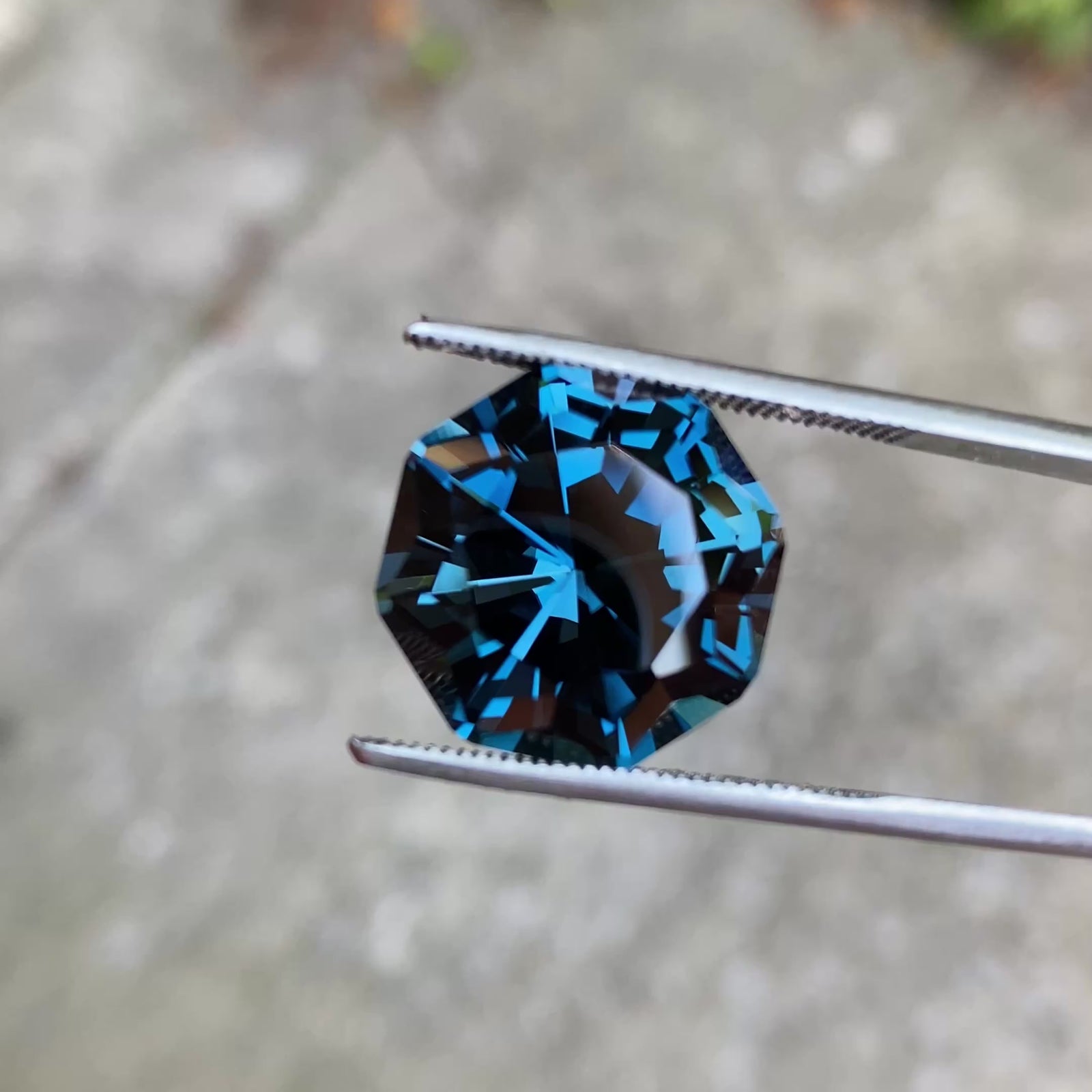 Hexagonal Brilliant Cut Blue Topaz from Brazil 22.07 Carats