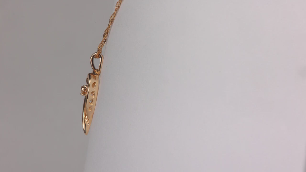 14K Yellow Gold Diamond Heart Necklace 21"