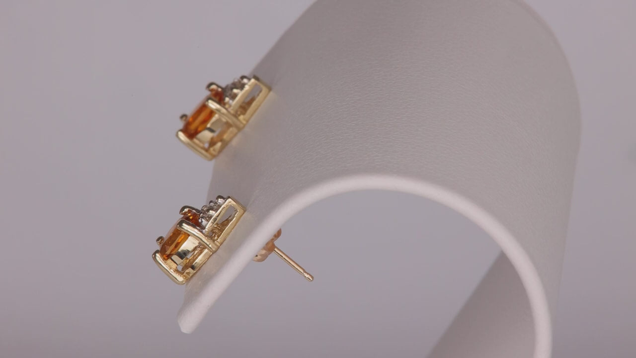 10k Yellow Gold Citrine And Diamond Earrings .80cts