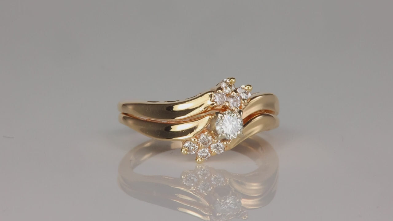 14K Yellow Gold Diamond Soldered Wedding Set