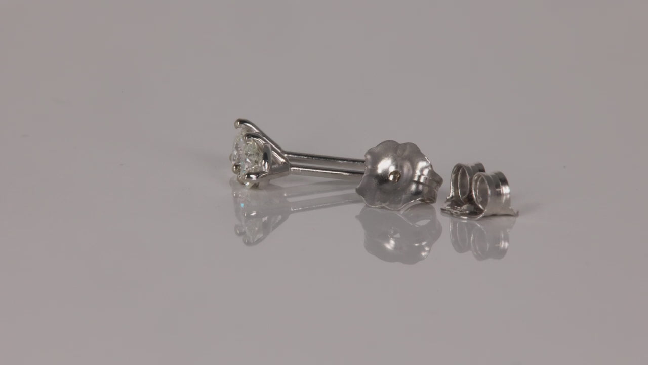 14K White Gold Diamond Stud Earrings .32 Carats