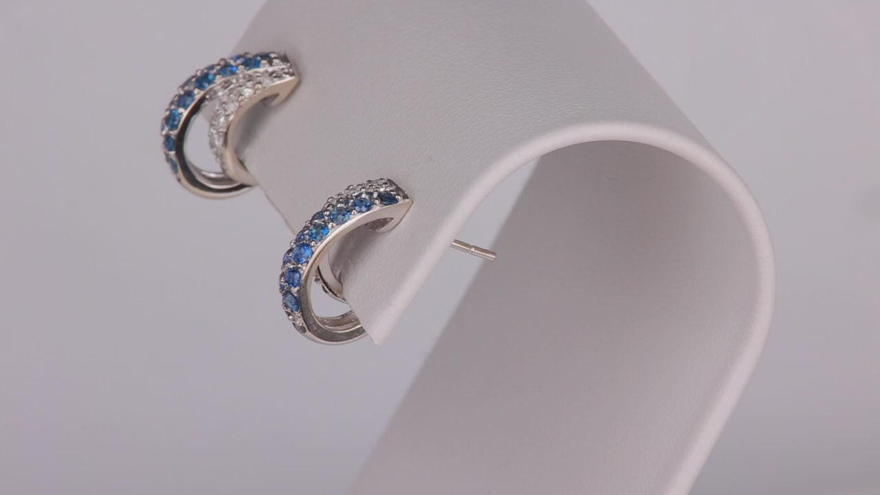 14K White Gold Sapphire and Diamond Earrings