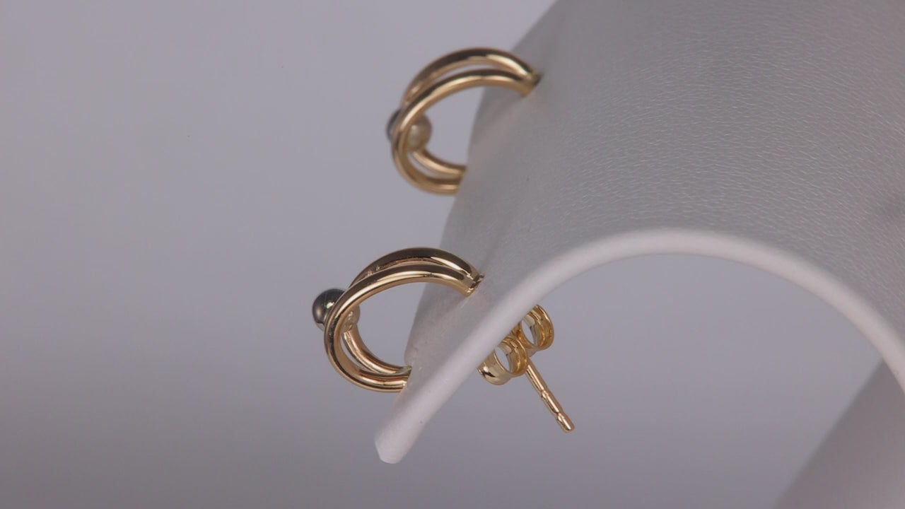 14K Yellow And White Gold Earrings