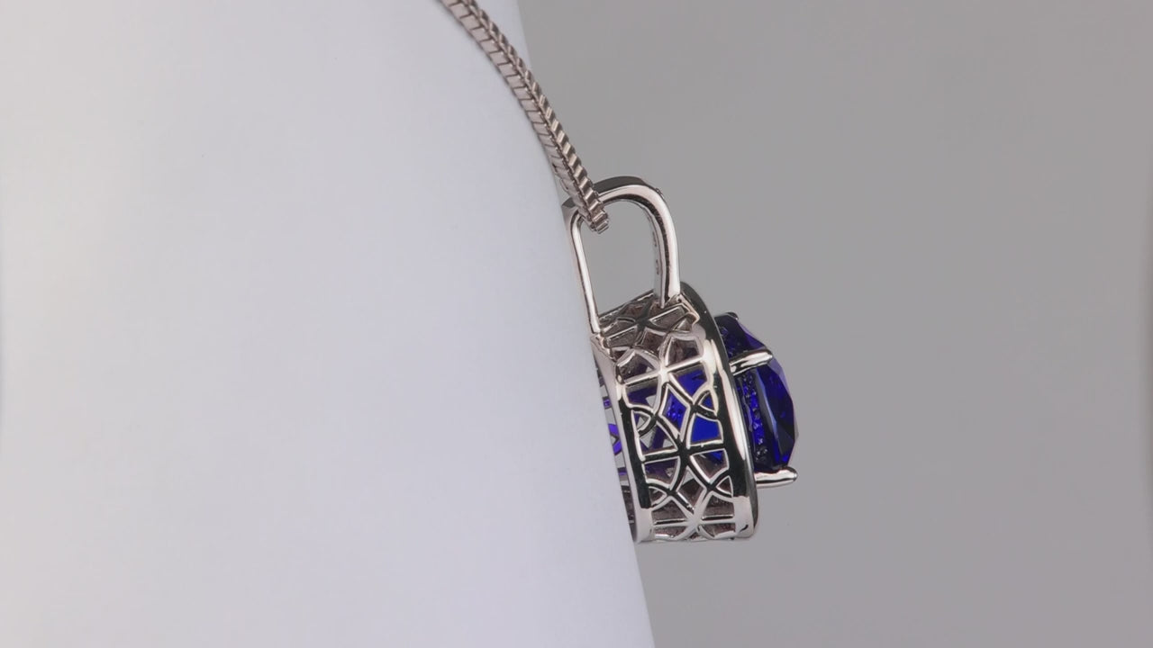 14K White Gold 11.37cts Tanzanite and Diamond Pendant by Steve Moriarty