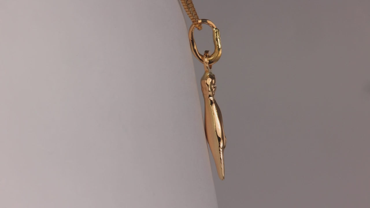 18K Yellow Gold Rock On Hand Gesture Pendant