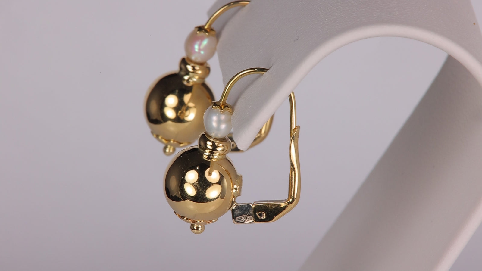 18K Yellow Gold Pearl and Gold Bead Earrings