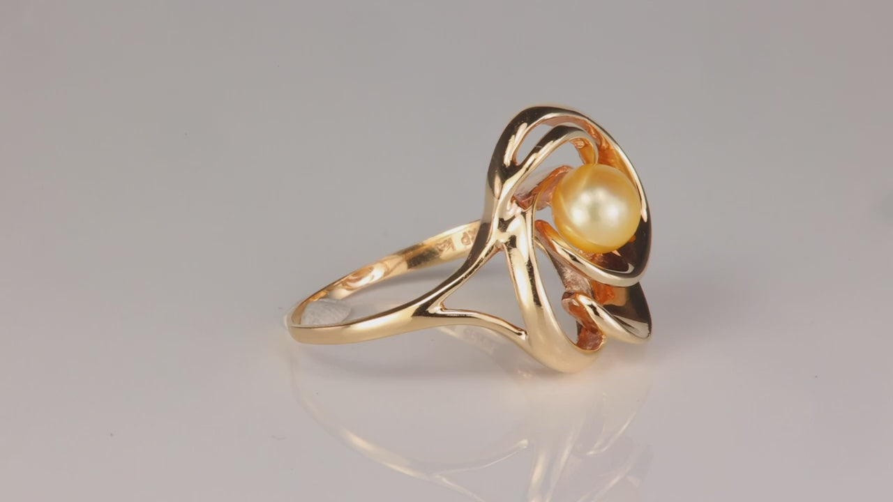 14K Yellow Gold Golden Pearl Ring