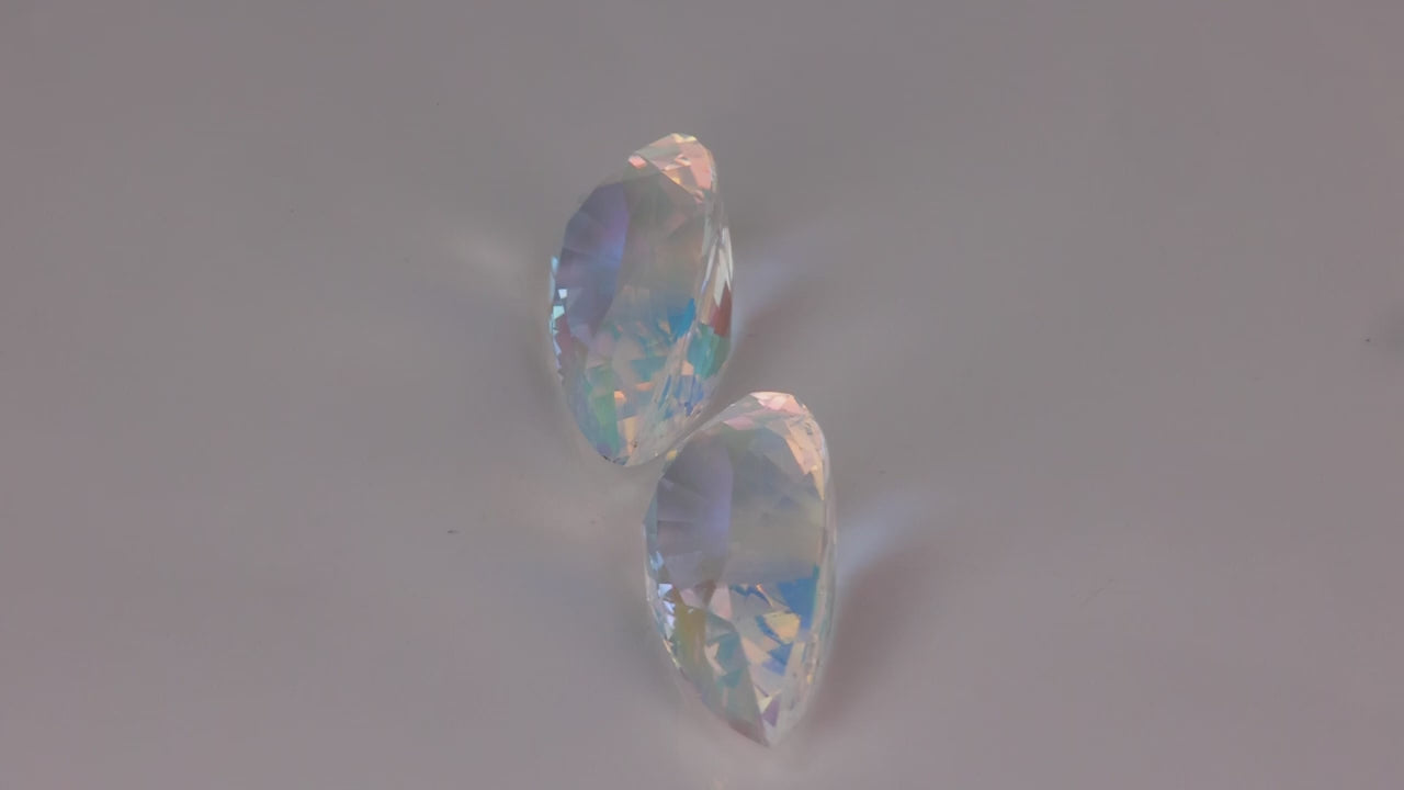 Pair of Pear Shape Brilliant Cut Rainbow Moonstones 16.46cts