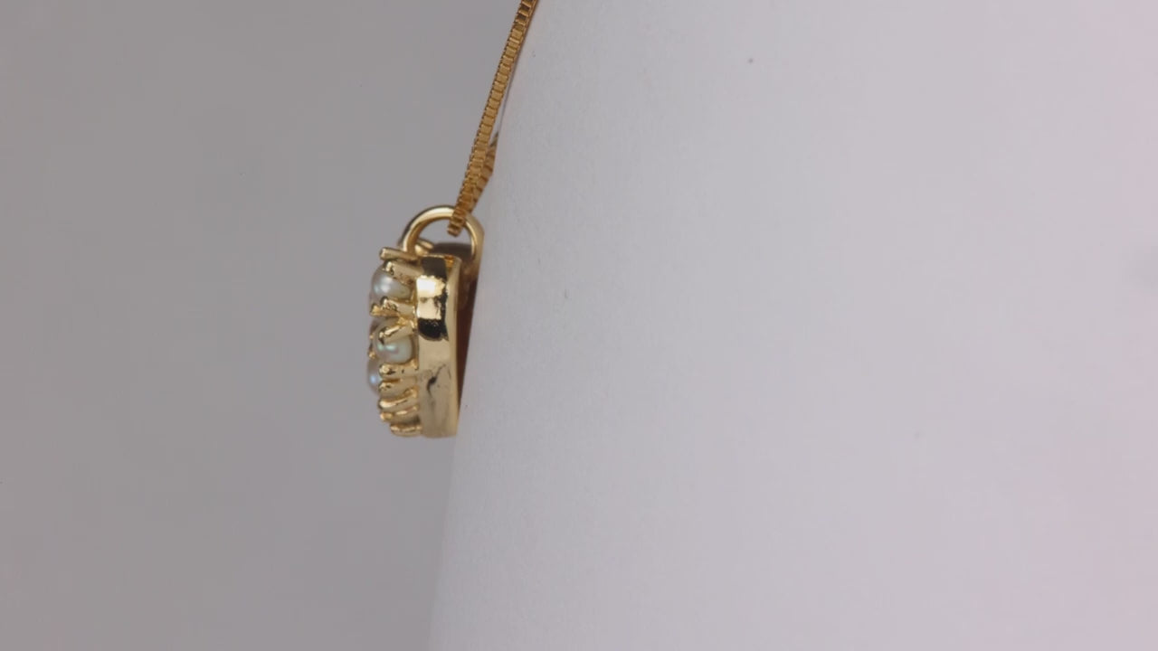 14K Yellow Gold Seed Pearl Heart Pendant