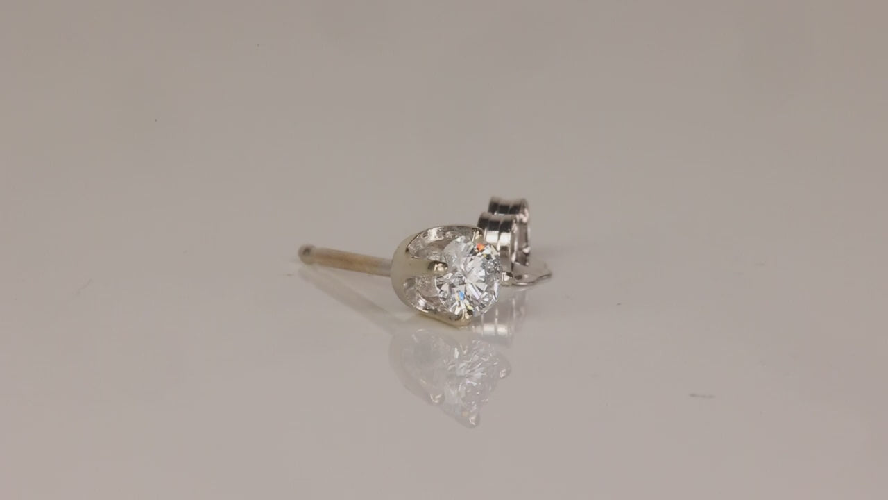 14K White Gold Diamond Single Stud Earring