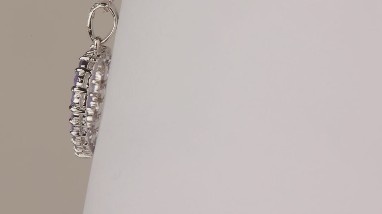14K White Gold Tanzanite and Diamond Heart Necklace 1.40cts