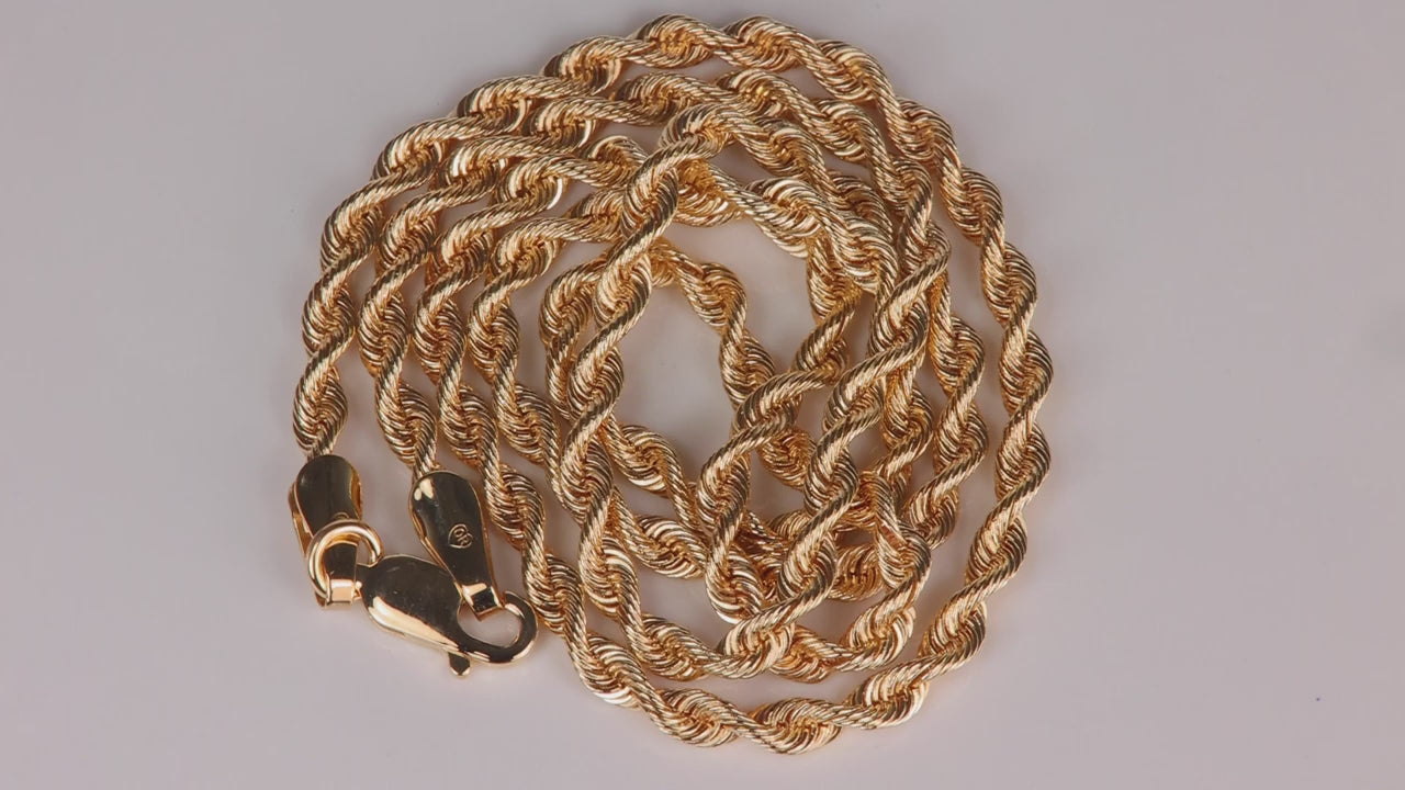 14K Yellow Gold Rope Chain 17"