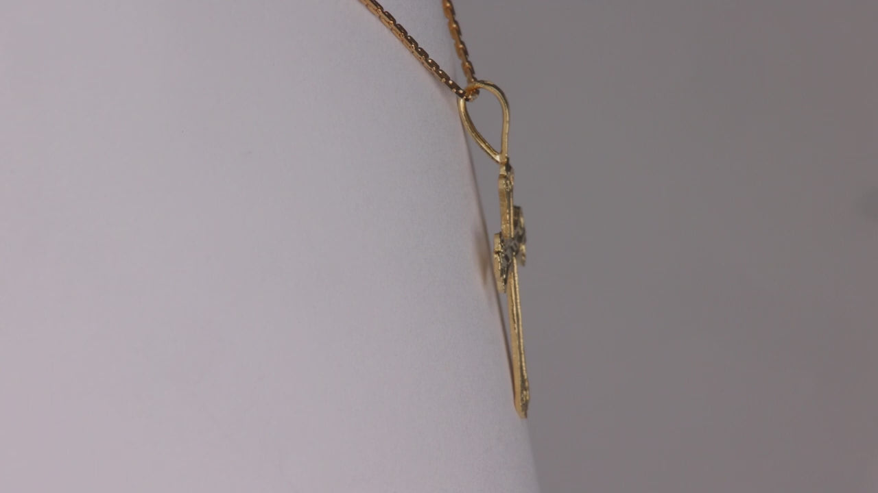 14K Yellow Gold Cross Necklace