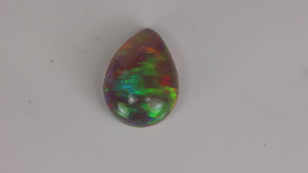 Pear Shape Cabochon Cut Semi Black Crystal Opal 5.67cts