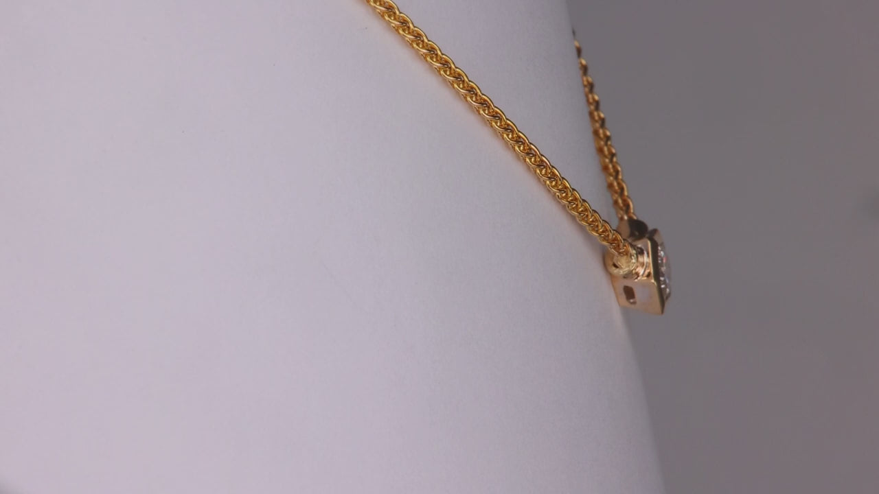 14K Yellow Gold Wheat Chain Diamond Necklace .33cts