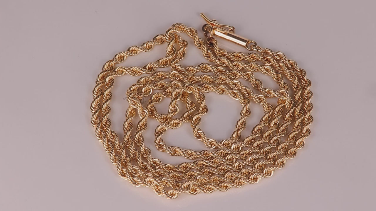 14K Yellow Gold Rope Chain 24"