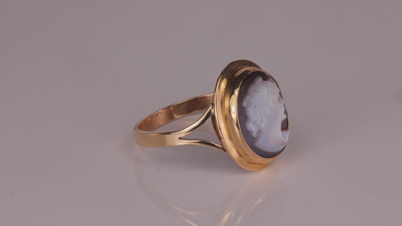 14K Yellow Gold Shell Cameo Ring