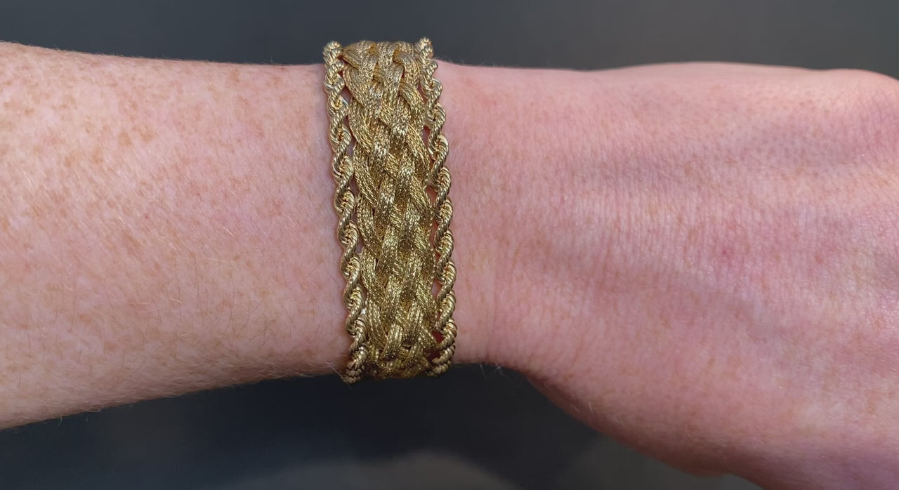 14K Yellow Gold Multi Strand Braided Rope Bracelet