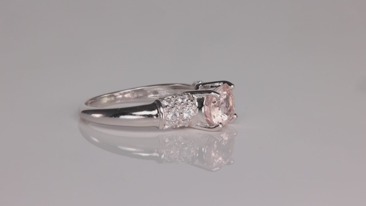 14K White Gold Morganite and Diamond Ring