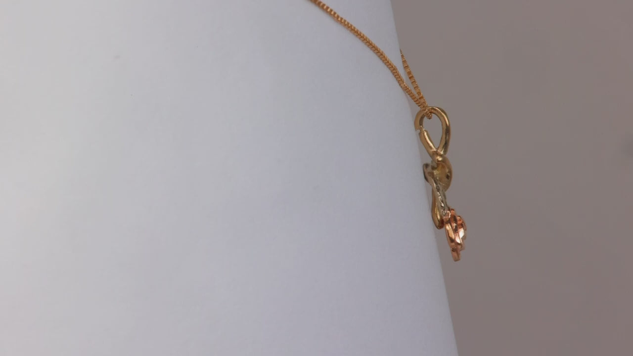 14K Yellow and Rose Gold Rose Necklace 16"