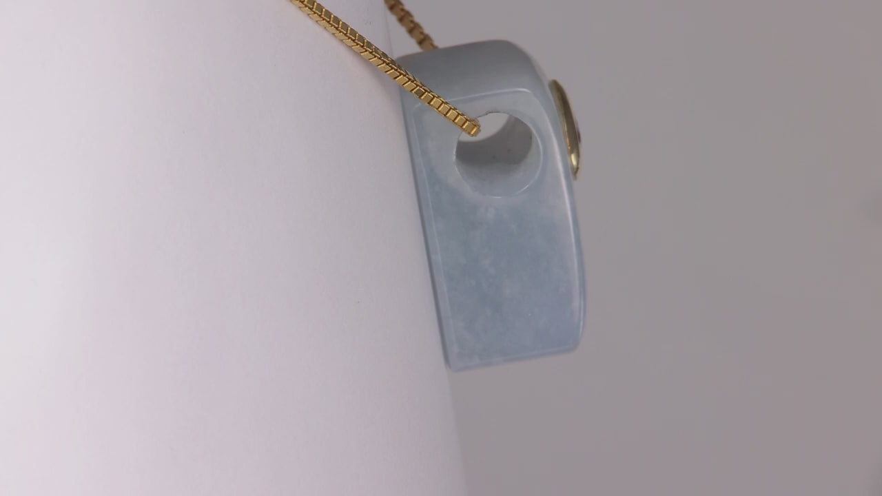 14K Yellow Gold Jadeite Pendant With Amethyst Accent 62cts