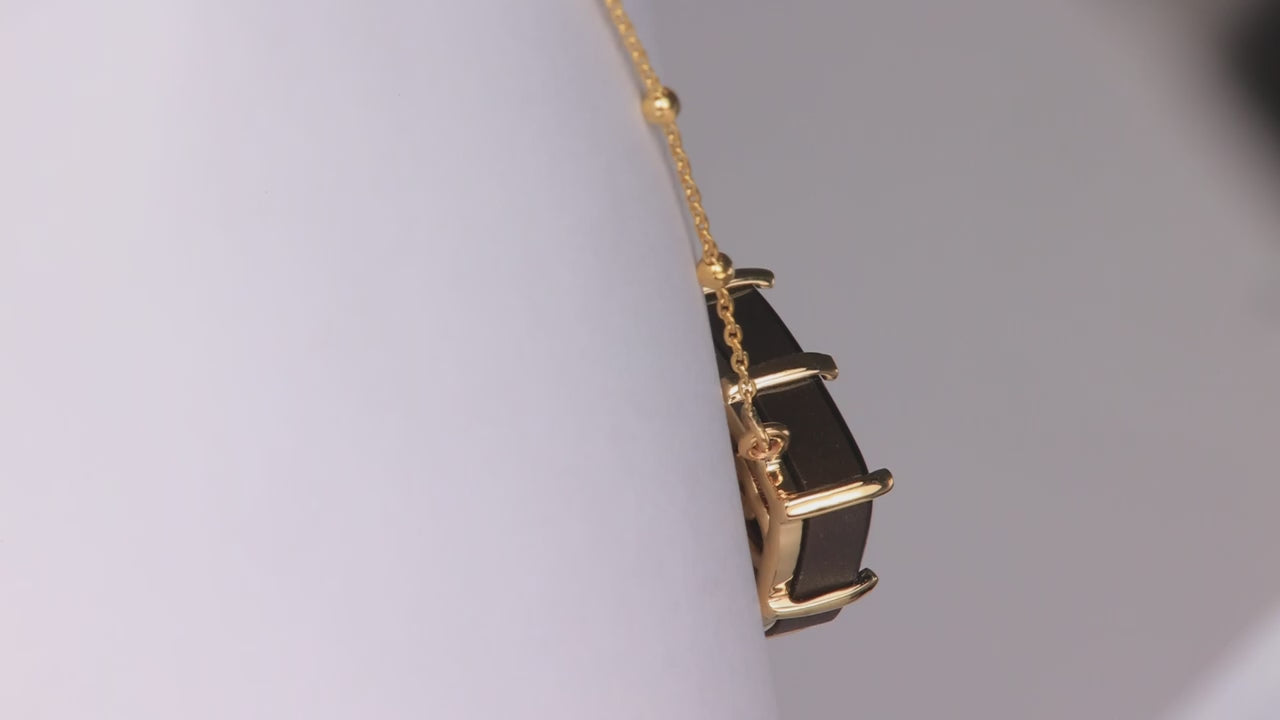 14K Yellow Gold Freeform Cabochon Ammolite Necklace 16.15 Carats