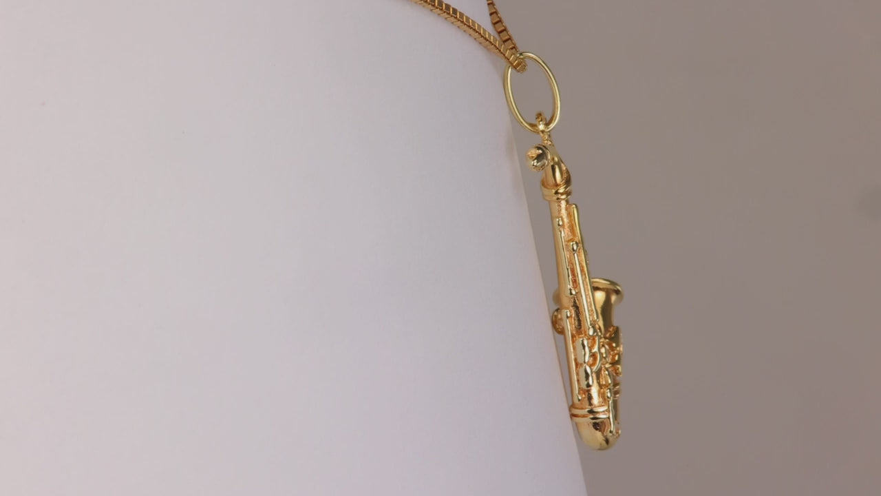 14K Yellow Gold Saxophone Pendant