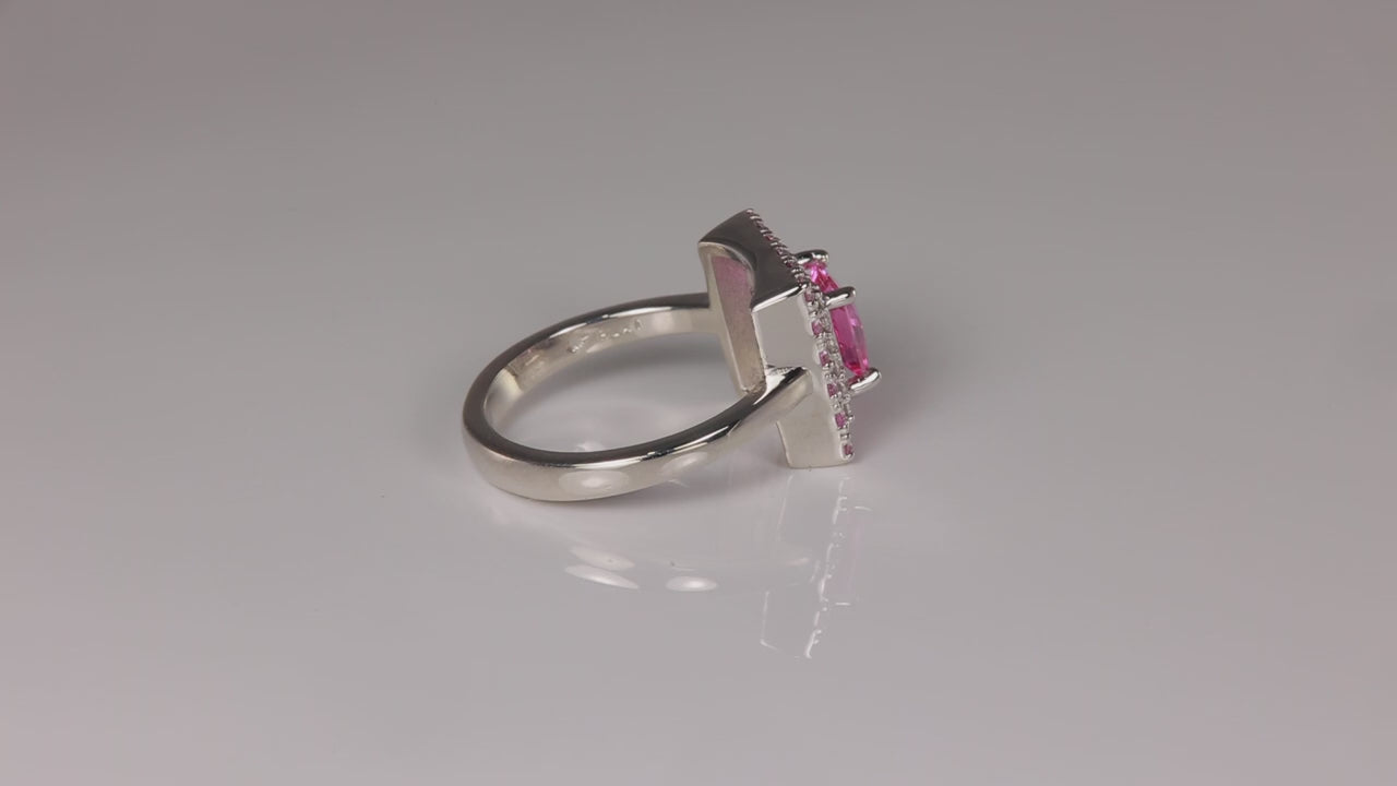 Platinum Square Brilliant Pink Sapphire Ring 1.04 Carats