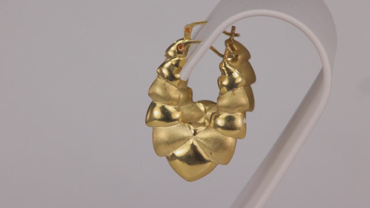 14K Yellow Gold Puffy Design Earrings