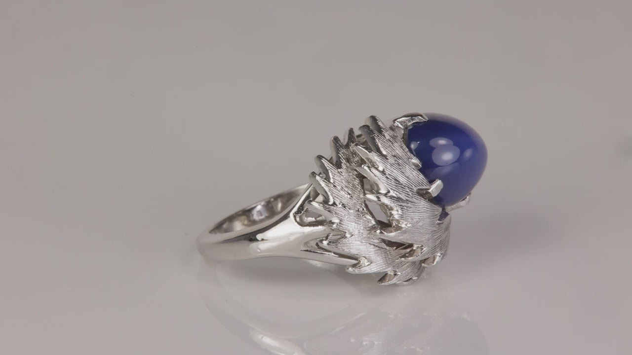 10K White Gold Synthetic Star Sapphire Ring